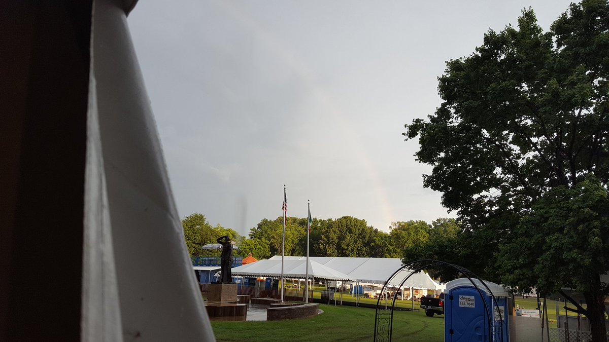 After the rain during setup at <a href="/MemItalFest/">Memphis Italian Fest</a> this little guy showed up. #italianrainbow #ilovememphis