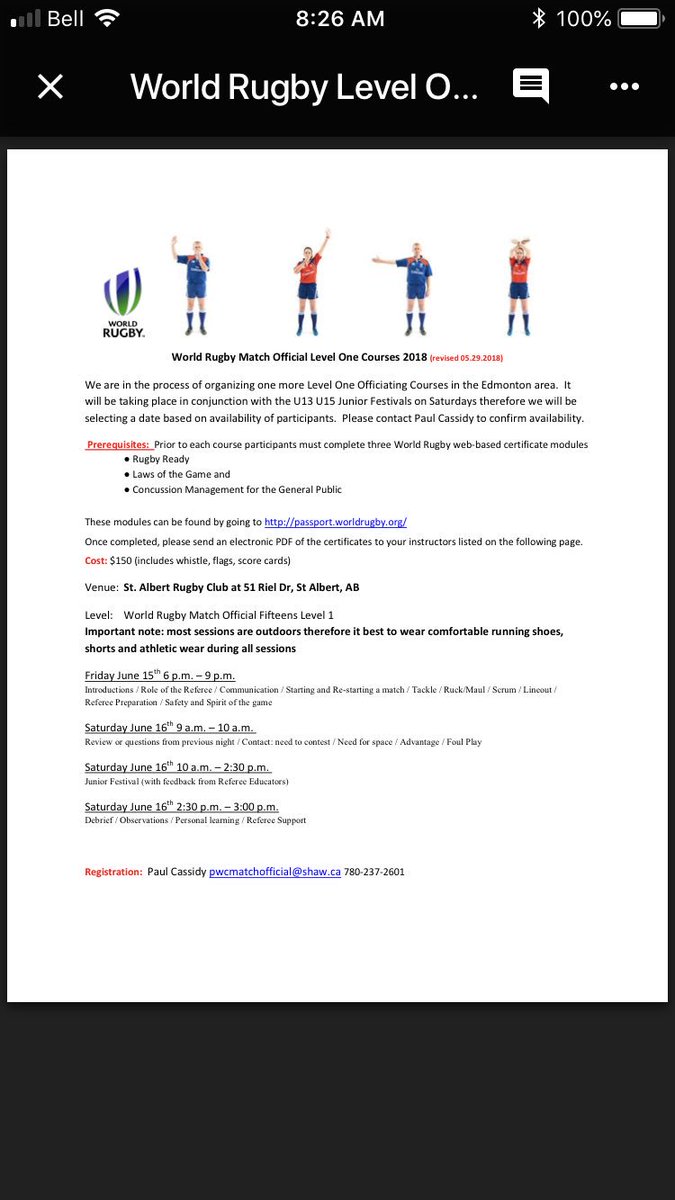 YEGRugbyrefs's tweet photo. Level 1 Referee Course at St Albert on June 15 &amp; 16. #grow the game #refteam #rugby #yeg https://t.co/SC0VJ2gpls