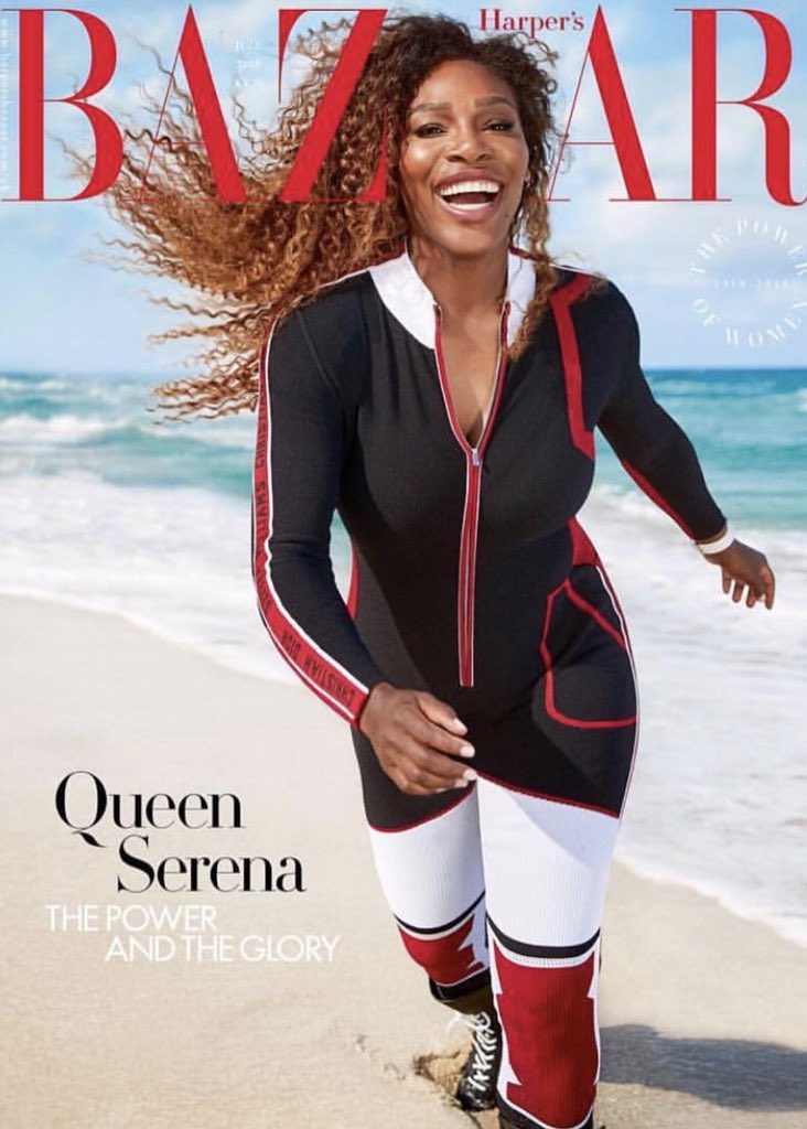 alexisohanian's tweet photo. First GS match back, gets her W; drops a magazine cover w @harpersbazaarus and launches her online store -- just @serenawilliams things. So proud of you, wifey. 🚀 https://t.co/X50LgO3OWQ
