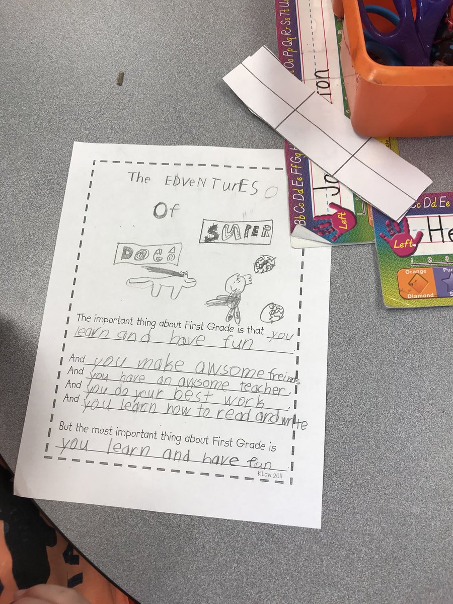 MaryAnneBShaw's tweet photo. Today we are thinking about ‘the important thing about 1st grade’. My @ScottsRidgeES friends have grown so much this year! #ReadyFor2nd https://t.co/KF80lxwoda