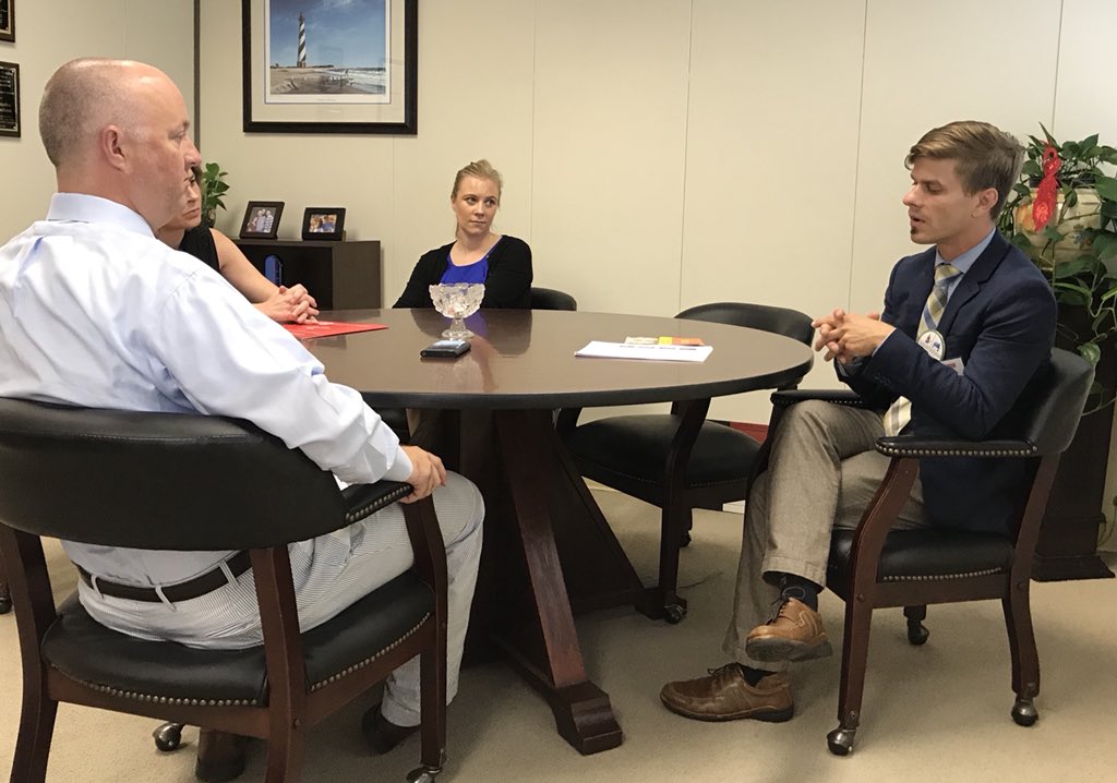 ncsugradschool's tweet photo. Rep. Darren Jackson learns about graduate student research at @NCState from Matt Jurjonas #GradEdWeek #GradPack https://t.co/YKAPw5SGaE