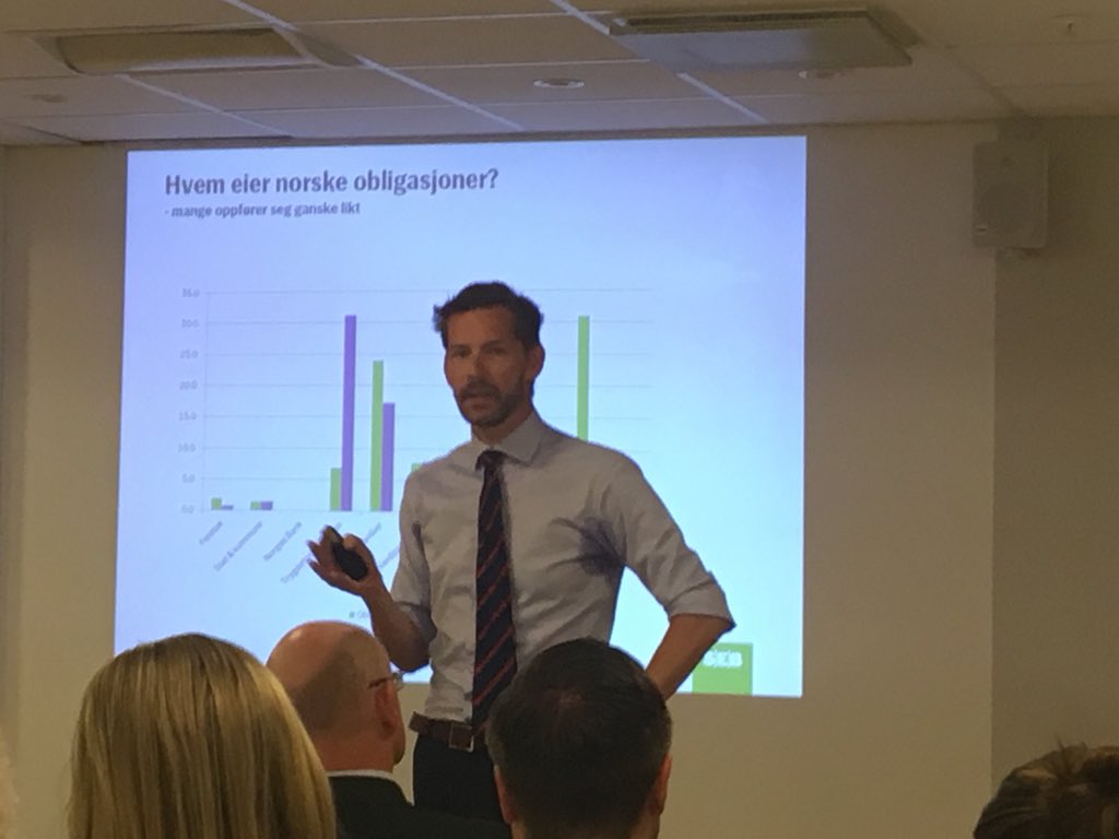 AlfredBergNO's tweet photo. Renteseminar Alfred Berg. Thomas Eitzen, SEB: MiFID II har ødelagt transparensen i det norske obligsjonsmarkedet. Hensikten var den motsatte. https://t.co/OHEgjYJFb8