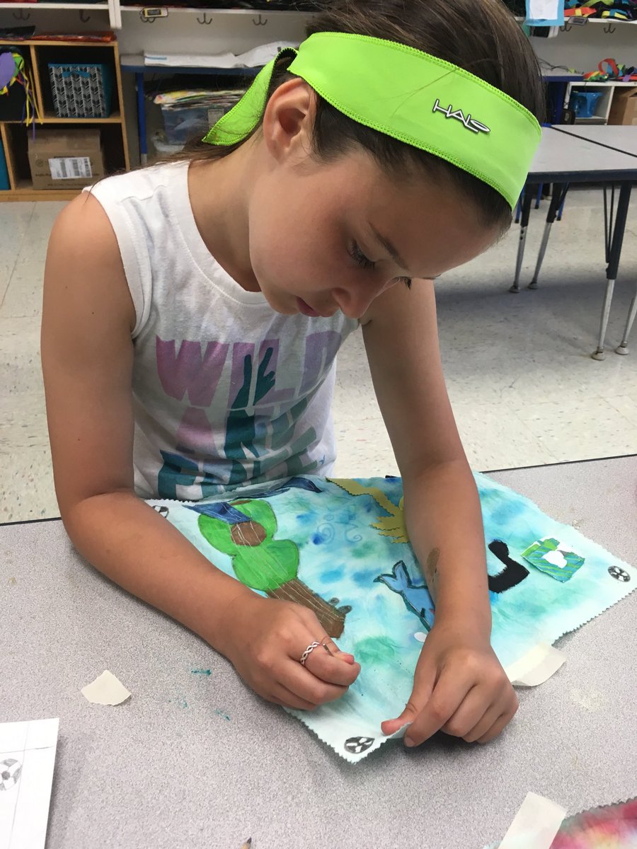 CBAWestChester's tweet photo. We’re almost done with our class quilt! Justin and Hope finish their embroidery #awesome #fifthgradesews #createallday https://t.co/aa7gOk9AmY