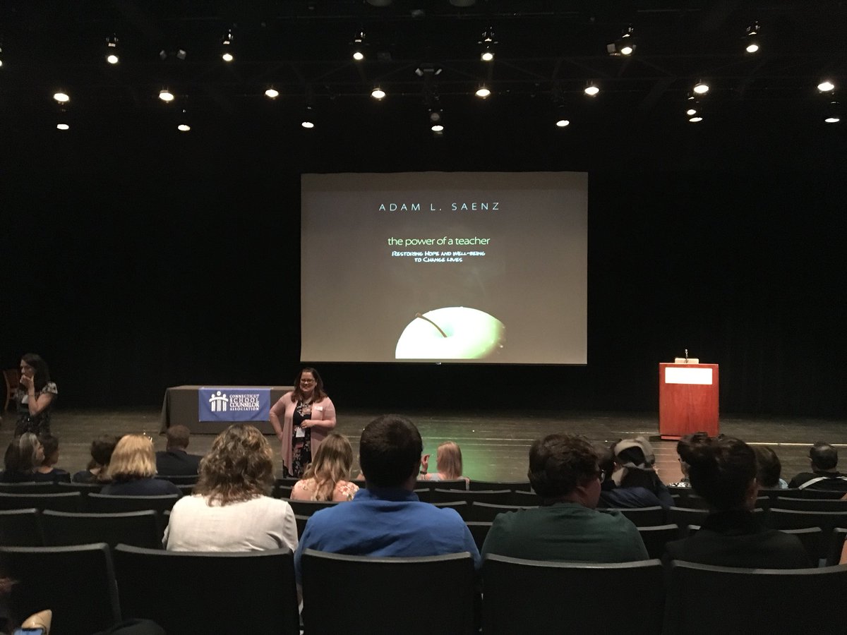 CSCA_Counseling's tweet photo. The keynote is about to begin! I spy @CSCAChairman! #CSCA18 @UHartAdmission @UofHartford @ASCAtweets #SchoolCounseling https://t.co/L7rTPD5jBa