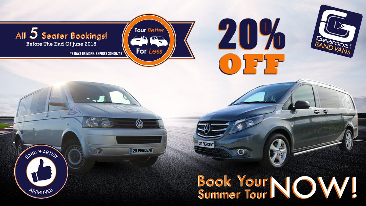 gearooz's tweet image. Get 20% OFF your next 5 seater band van hire with us! Hurry this offer won't last forever... #Bandvan #Van #Hire #DJ #Band #Gig #Tour #Travel #Music #Festival #Summer ow.ly/azIO30kfhQU