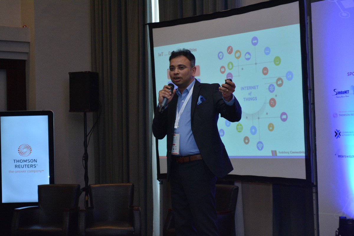 SimbanetCOM's tweet photo. Our Group Head, products and presales Mr Vinish Shah on stage engaging the audience on 'The power of IOT to optimize Financial Sector #SimbaNetAtFintech2018 https://t.co/tdiHb1MpZ4