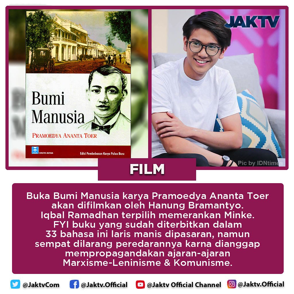 JaktvCom's tweet photo. Capt : Mampukah Iqbal Ramadhan meninggalkan imagenya sebagai Dilan? Bagaimana menurut sobat jak????  #timdilan  #timminke  #iqbalramadhan #hanungbramantyo  #bumimanusia  #pramoedyaanantatoer  #boxoffice  #filmindonesia  #filmnasional   #falconpictures     #dilan   #dilan1990 https://t.co/q14WrPVf4r