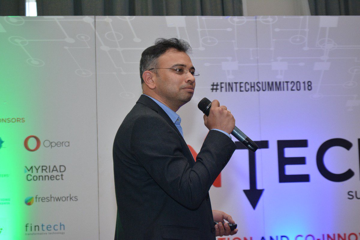 Gee_Muri's tweet photo. The Group Head of , products and presales @SimbanetCOM Mr Vinish Shah on stage engaging the audience on 'The power of IOT to optimize Financial Sector #SimbaNetAtFintech2018 https://t.co/MXBXOp6OLu
