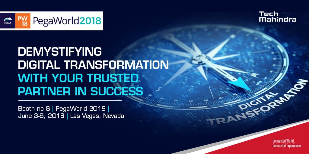 tech_mahindra's tweet photo. #FUTURise with Tech Mahindra at #PegaWorld! Meet the movers and shakers   in #CustomerExperience Transformation - https://t.co/vMUReciKcA  #CX https://t.co/2SxKoIYPa4