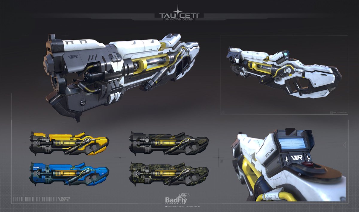 VojtechLacina's tweet photo. Some weapons I did for TauCeti: Unknown Origin for BadFlyInteractive from trailer https://t.co/yIRdwBNURy #gamedev #gameart #indiedev #scifi #ue4 #UnrealEngine #TauCeti #DeadEffect #marmosettoolbag #maya #autodesk #allegorithmic #substance #substancepainter @madewithUnreal https://t.co/YoSJgcUrFZ