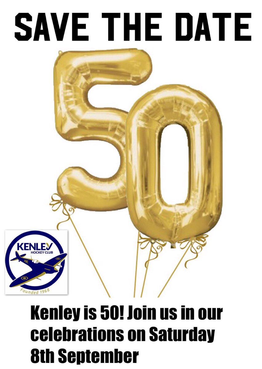 KenleyHockey's tweet photo. KHC IS TURNING 50! 

Save the Date, we are kicking off our season with some 50th celebrations for the club! 

More info to follow! 💛💙🏑🎉 #khcis50 https://t.co/BY5T4B39pB