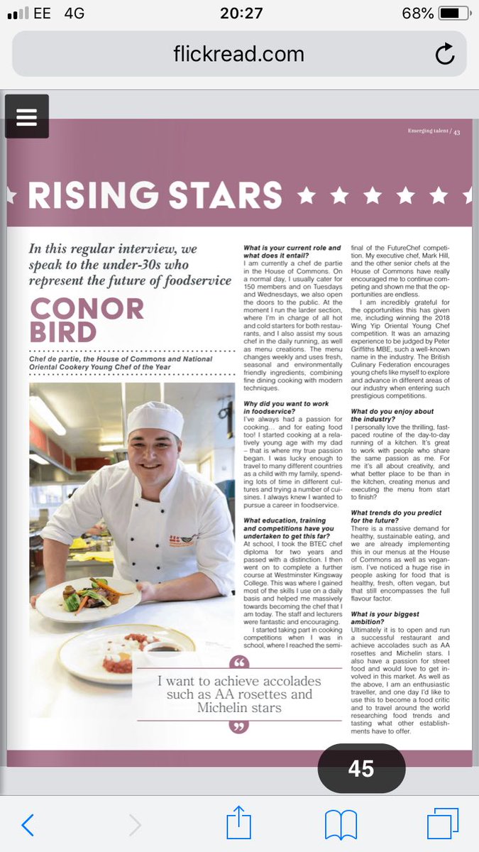 Can't believe I got my own write up in the rising stars section of B&amp;I catering magazine. Thank you to Wing Yip and the British culinary Federation for my chance of a life time #wingyipwarrior #risingstar #cheflife #BCF2018 <a href="/wingyipstore/">Wing Yip</a> @BandICatering <a href="/BCFChefs/">BCF Chefs</a>