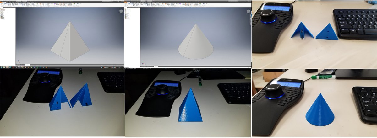 JMollFHS's tweet photo. #FHSCAD using multibody solids in @ADSK_Inventor to create #3dprinted #math #manipulatives 

@3Dconnexion SpaceMouse Enterprise included in the frame for good measure. https://t.co/lKtPuit8tT