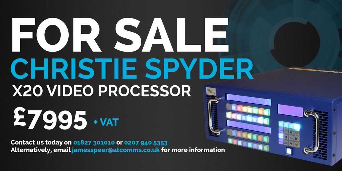 atcommunication's tweet photo. 🚨 FOR SALE 🚨 @ChristieDigital Spyder X20 Video Processor. Contact us today on 01827 301010 or 0207 940 5353 for more information. #forsale #avhire #events #lightingequipment #lightinghire #chauvet #avtweeps #eventprofs #eventproduction #shows #live https://t.co/lSusOXOdMX https://t.co/mykyfjGtOZ