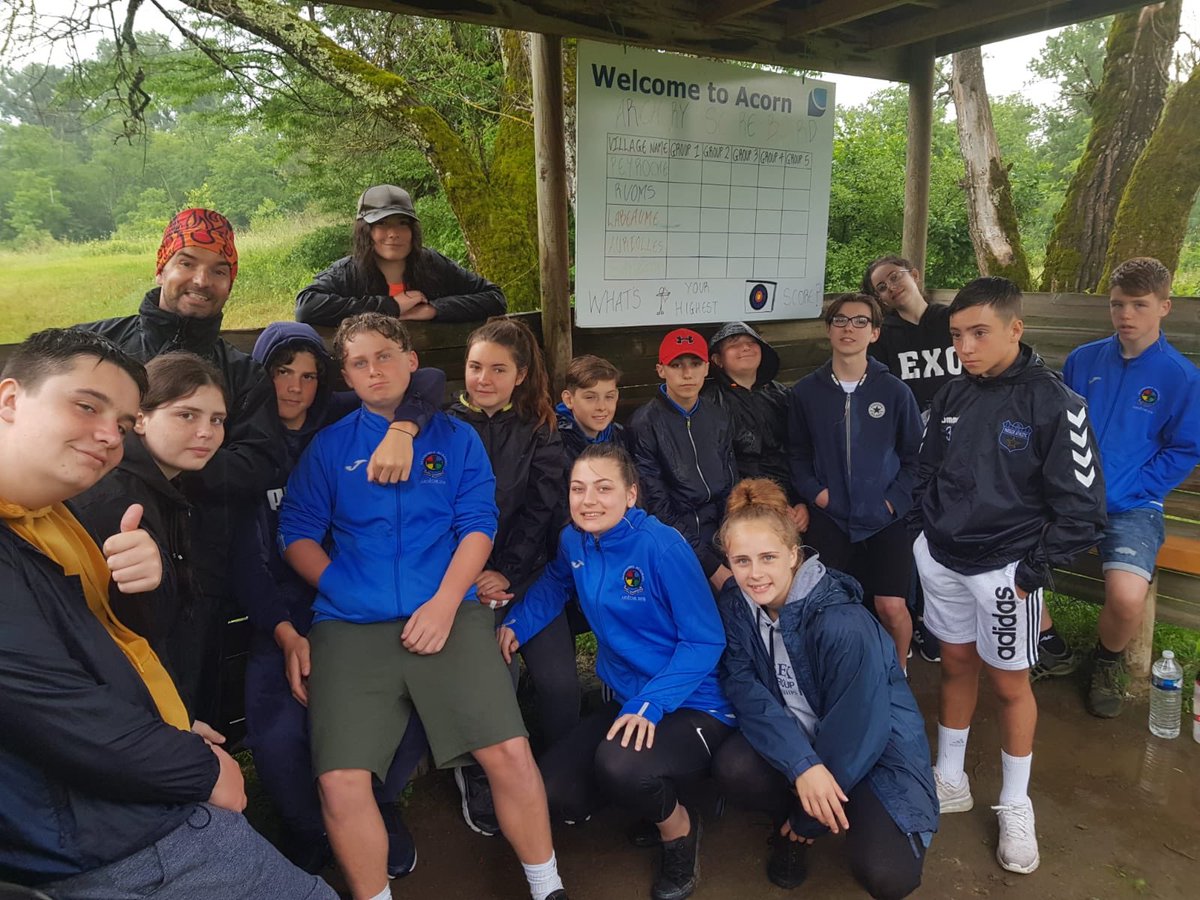 Scottaldo's tweet photo. A wet morning but we have kept going! Archery and Climbing for all! #SOF18 https://t.co/eZTTdU7iza