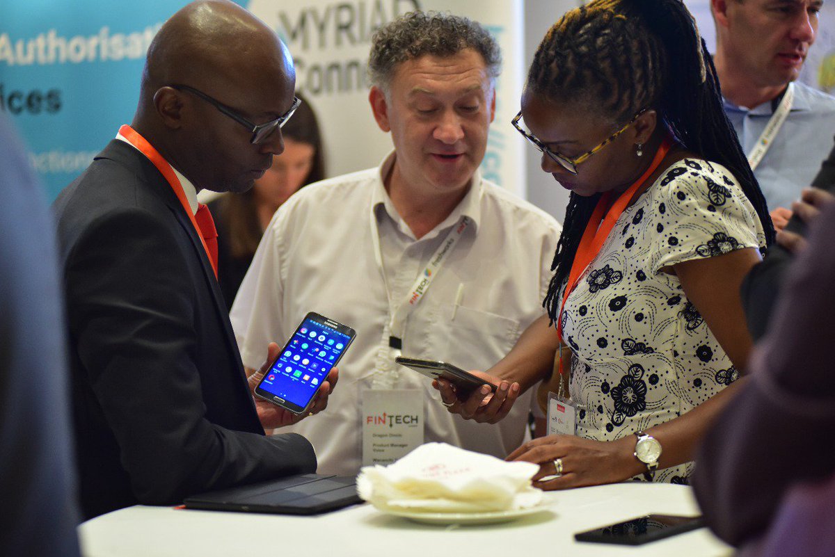 SimbanetCOM's tweet photo. Miss Claire Kageni and Dragan Dincic Exchanging pleasantries at the Summit #SimbaNetAtFintech2018 https://t.co/iFExAerreo