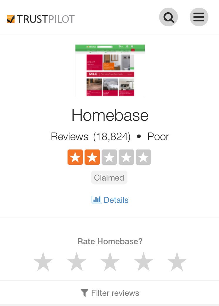 BenCarter81's tweet photo. @Homebase_uk #poor #reviews #notalone https://t.co/uUCdgSW6BF