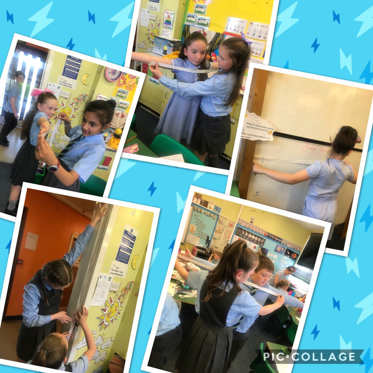OLRprimary's tweet photo. P6a had a brilliant morning of measuring! Nowhere and nobody was safe from them! #ActiveLearning #WorkingTogether #MeasuringFun https://t.co/k6AMTwyTWX