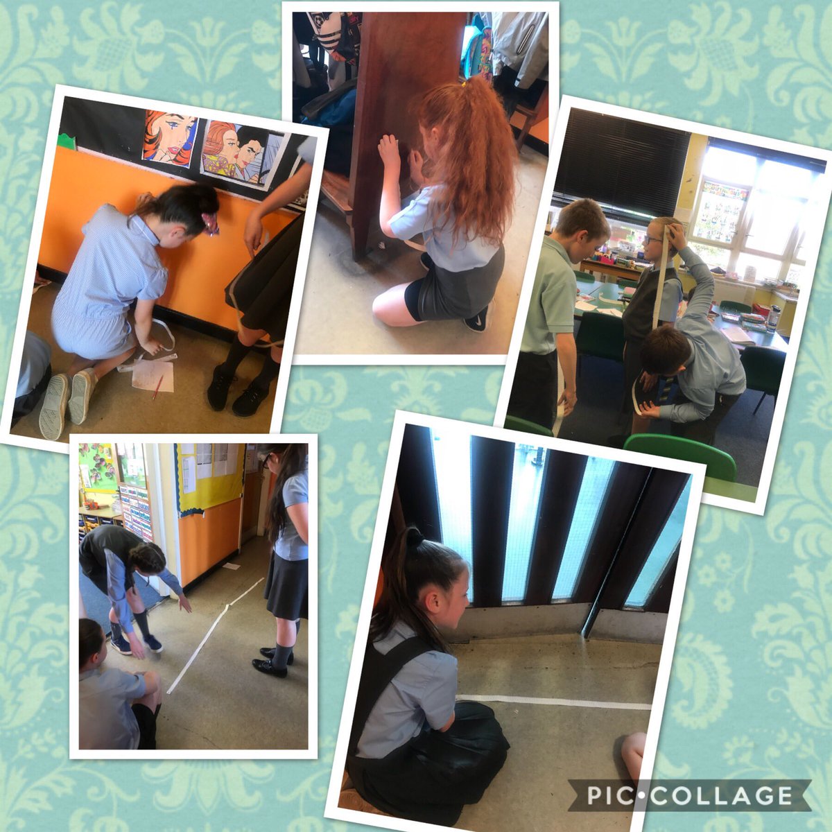 OLRprimary's tweet photo. P6a had a brilliant morning of measuring! Nowhere and nobody was safe from them! #ActiveLearning #WorkingTogether #MeasuringFun https://t.co/k6AMTwyTWX