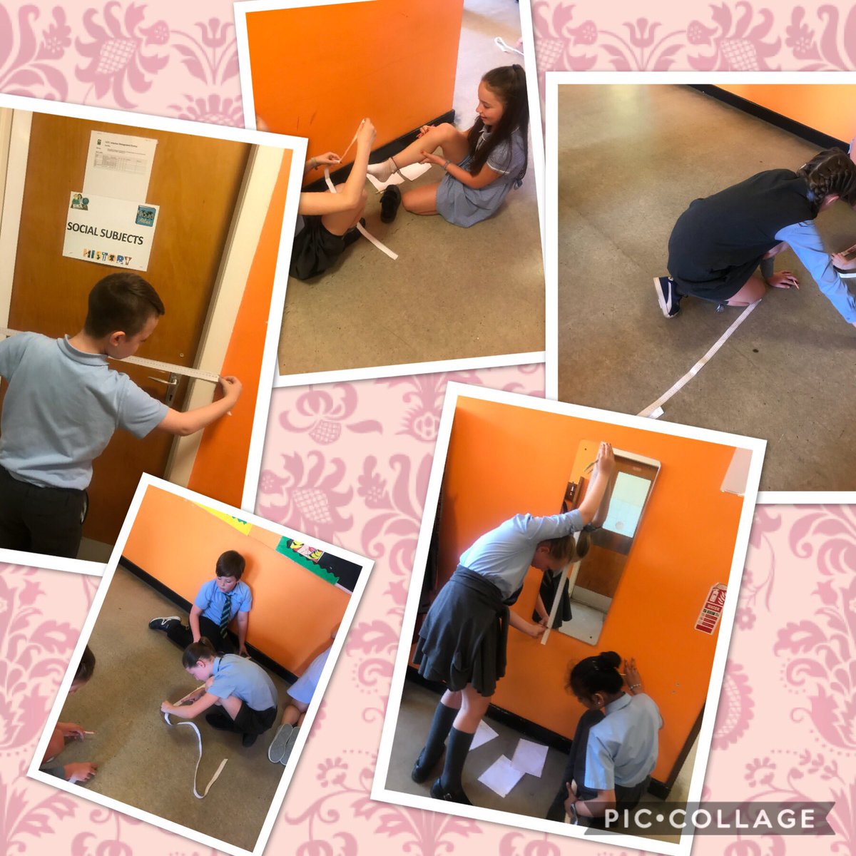 OLRprimary's tweet photo. P6a had a brilliant morning of measuring! Nowhere and nobody was safe from them! #ActiveLearning #WorkingTogether #MeasuringFun https://t.co/k6AMTwyTWX