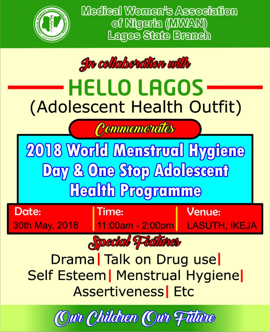TheSanitaryAid's tweet photo. At the MWAN World Menstrual Hygiene Day at Hello Lagos, the youth friendly health outfit for reproductive health #MenstruationMatters https://t.co/fWGmAaaHJm