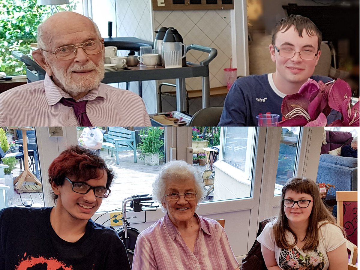 Grangecarehome4's tweet photo. Grange residents welcomed their friends from @AyrshireColl 
Today we had a quiz and a lively group discussion. Great intergenerational friendships being made. 
@CAPAprogramme
#grangecarehomekilmarnock 
#grangekilmarnock  #connectenterprise #carehomes #intergenerational #capa https://t.co/rZJYwOHCmm