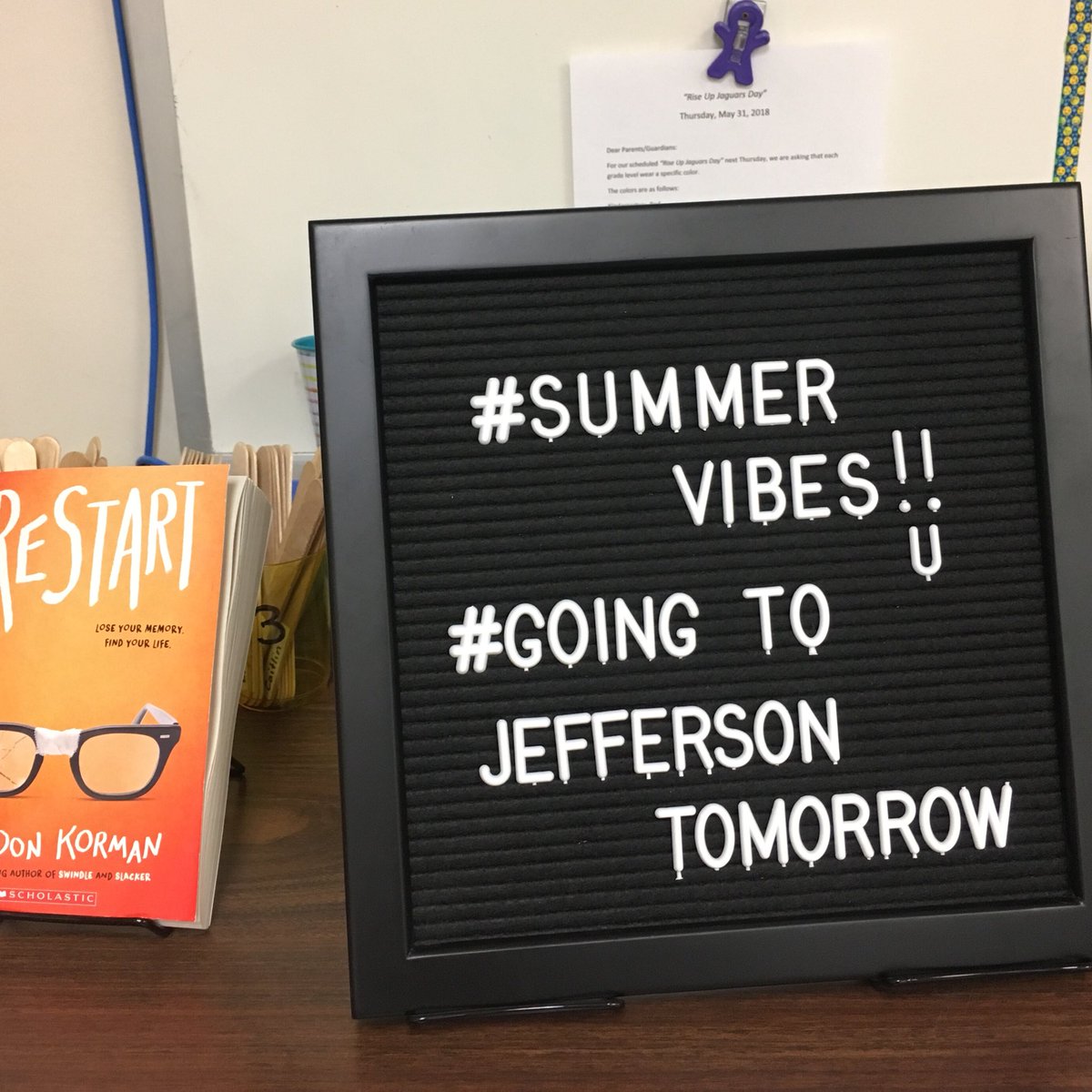 The students write the daily message, and they’re excited for Jaguars Rise Up Day tomorrow <a href="/JES_wjhsd/">Jefferson Hills Intermediate School</a>! 🐾 #WErTJ