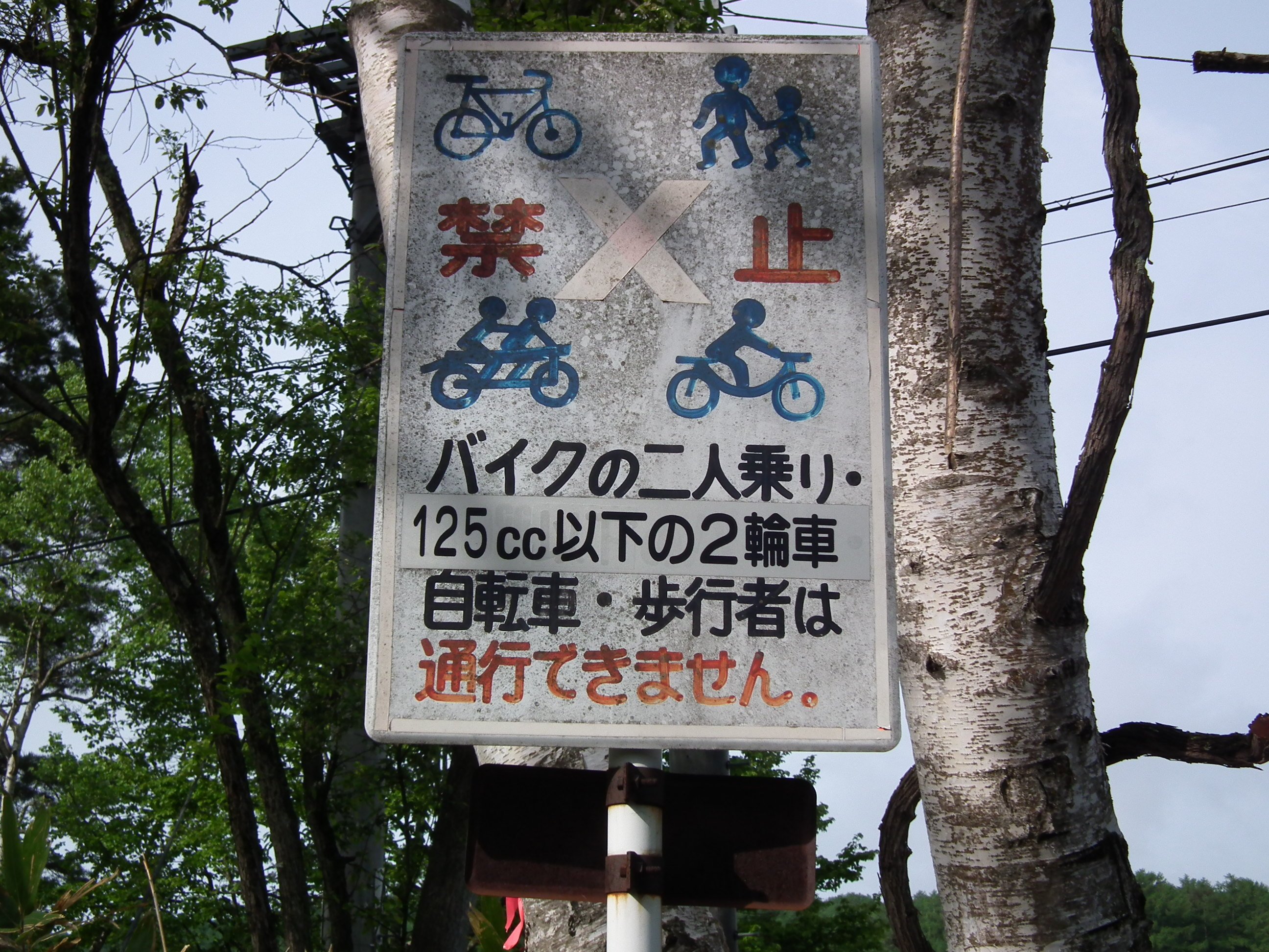 ヨッキれん 平沼義之 かつての戸隠バードラインに面して建つ 公的な意味を持つ道路標識であるはずだが 手書き感漂うイラスト の怪しさがもう最高 自転車以外 どのイラストもかなり やばいｗ T Co Mzamqsmi0m Twitter