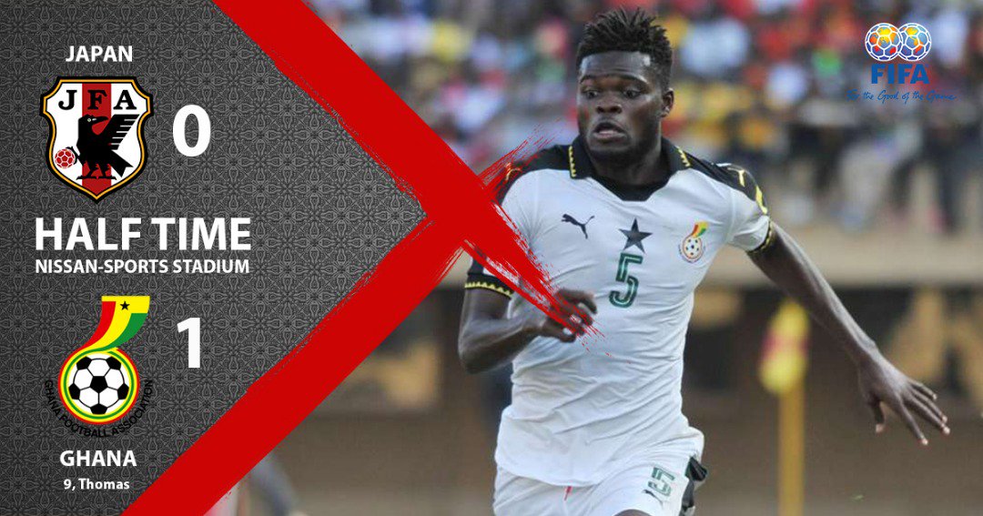 ghanafaofficial's tweet photo. #Ghana was leading #Japan 1-0 at the half time of the friendly in Yakohama thanks to a @Thomaspartey22 strike https://t.co/5DPMvAzt2n
