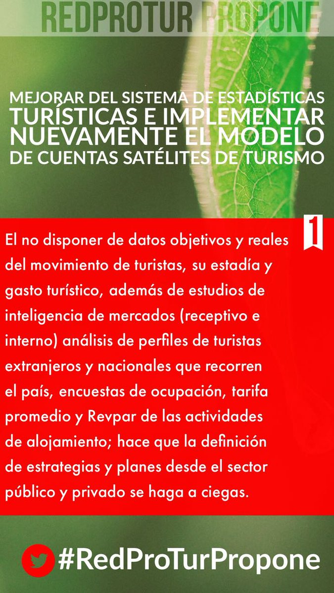 InclusiveRoutes's tweet photo. 📌 1️⃣ Mejorar el Sistema de Estadísticas Turísticas e implementar nuevamente el modelo de Cuentas Satélites de Turismo📌 #redtaEC 🇪🇨🤟Primera idea para el sector turístico ecuatoriano vía #RedProTurPropone ||| #iRoutes @AlfonsoEliecerM https://t.co/k7paS2ZC1V