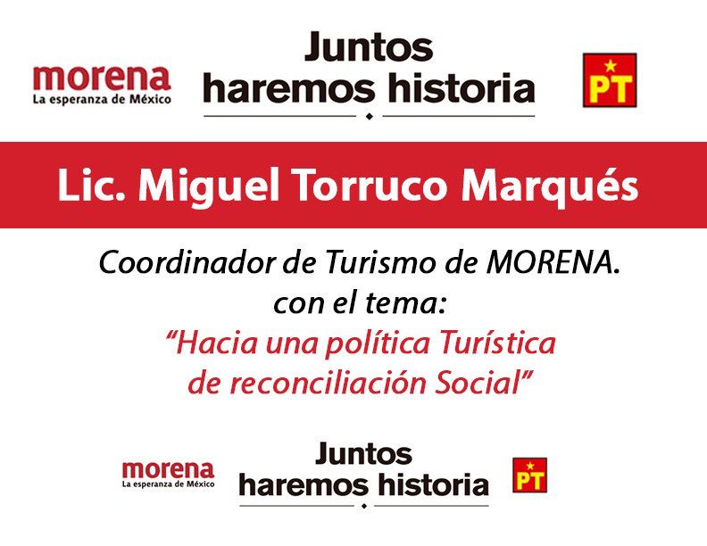 TorrucoTurismo's tweet photo. 👉Hoy a las 11:00 horas, me reuniré en el Centro de Convenciones de Cancún, para platicar ante los colegas, amigos e inversionistas del sector turístico del Estado de Q.Roo, cuál es la visión de turismo del Programa Alternativo de Nación de la Coalición “ Juntos Haremos Historia” https://t.co/250z1dzh8n