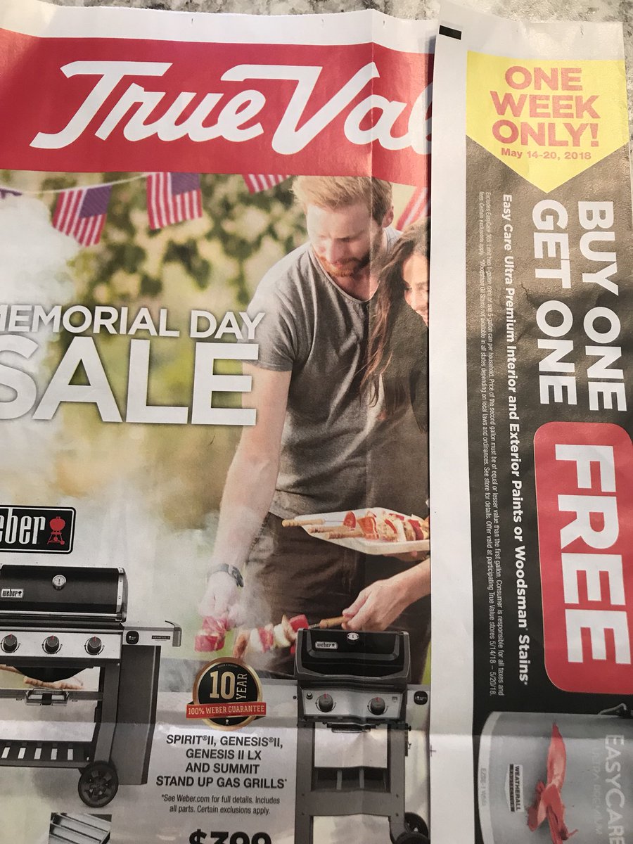 traci_allen's tweet photo. @TrueValue flyer received on Fridayb4 Memorial Day! Sale was week before - not honored at local store! VERY DISAPPOINTED!!! https://t.co/sOOWGbWzw9