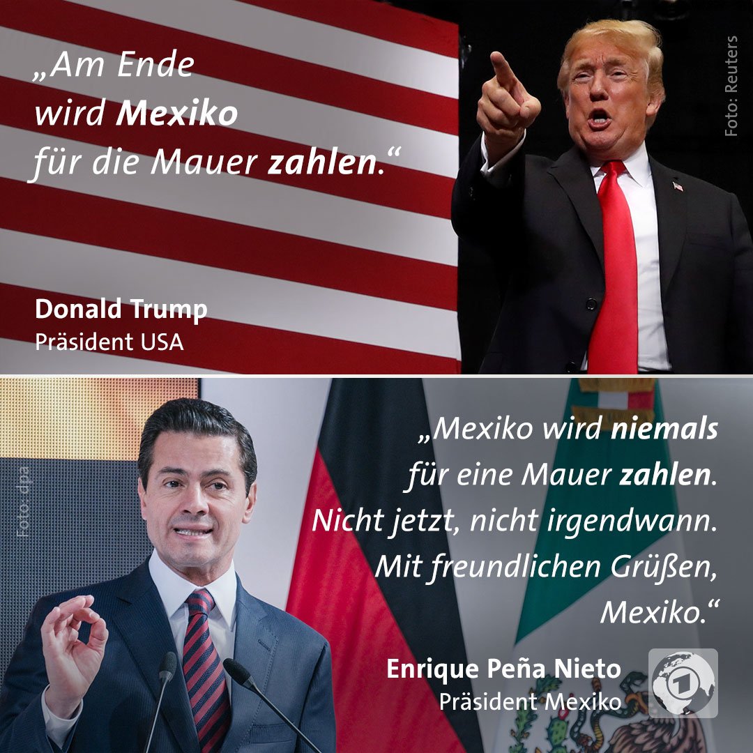 tagesschau's tweet photo. Eine neue Runde im Duell "Wer bezahlt die Grenzmauer". https://t.co/YpMmt73oYp