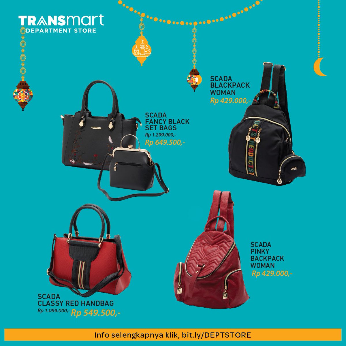 Transmart_IND's tweet photo. Lengkapi gaya di Hari Raya nanti dengan aneka koleksi tas cantik yang tersedia di Transmart Dept. Store! Segera datang ke gerai terdekat Anda dan pilih ragam koleksinya yang paling Anda suka. Lihat pilihannya di https://t.co/I1FEB6XslA
#RamadanBersamaTransmart #TransmartDeptStore https://t.co/4Rbg7gfaep