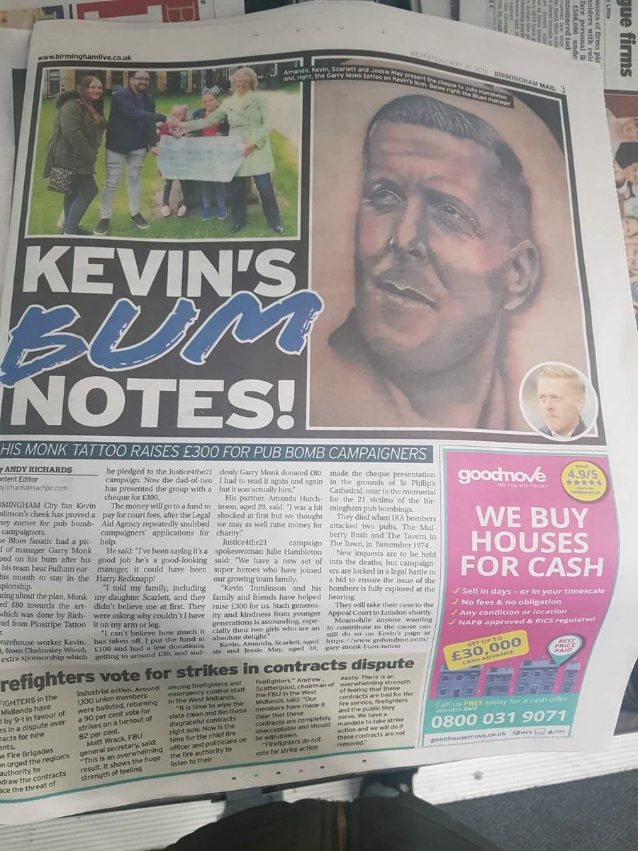 SparrowPercy's tweet photo. Well done @89_kev_bcfc great publicity for the @Justice4the21 campaign #BrummieLegend #BirminghamPubBombings #EndTheCoverUp https://t.co/C2EYfH4K6x
