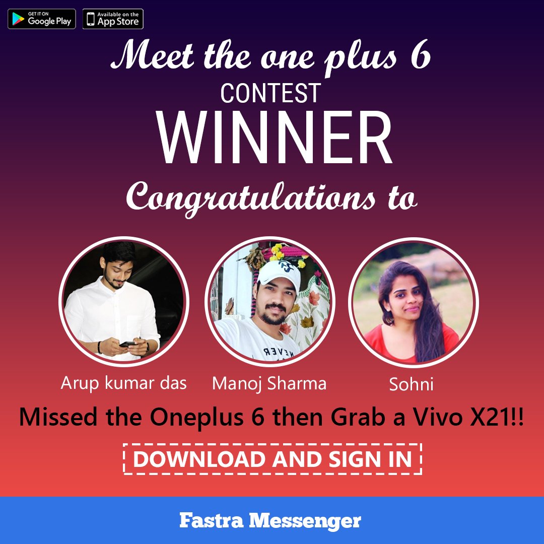 FASTRALLC's tweet photo. Wow!! That was an amazing response to the One plus 6 contest!

Congratulations to all winners and for those who didn’t win gear up as we are back with a brand new Vivo X21.
https://t.co/JpB1H8lIC6  
Install and sign up to win a perfect shot with perfect view
#OnePlus6 #VivoX21 https://t.co/Jm0MhEFIWm