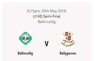 Best of luck to both <a href="/BallygarvanLGF/">BallygarvanLGFA</a>  and <a href="/BcolligLGFA/">Ballincollig LGFA</a>  who play each other in the U14D County Semi-Final this evening in Ballincollig at 8.15pm. See poster attached for all the details. Best of luck to all involved