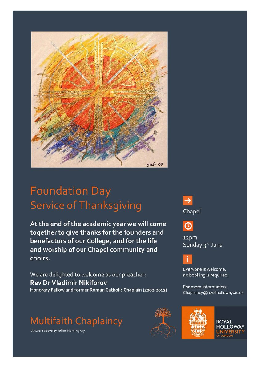 RevCate's tweet image. Foundation Day with Fr. Vlad is at 12pm this Sunday &amp;amp; our final choral evensong at 6:15pm on the 7th June, followed by the Chaplaincy BBQ. It would be lovely to see friends past and present @RHULChapelChoir @rhfounderschoir @RH_Chaplaincy @FatherVlad