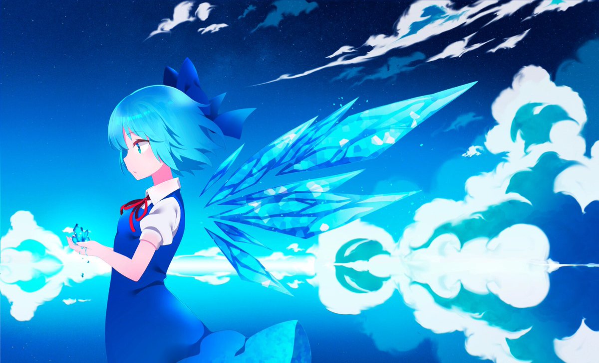 チルノ(東方Project) 「幻想郷に海は無いらしいのですが雰囲気全開で描いてしまった。 #東方 」|ゆうじんのイラスト