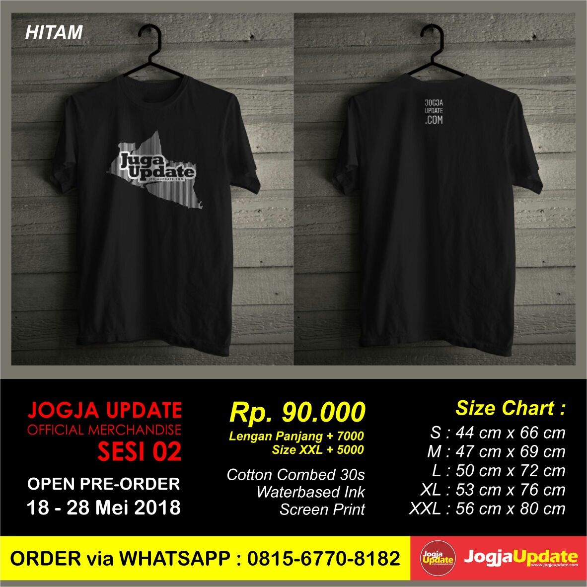 JogjaUpdate's tweet photo. dimaksimalkan sampai 3 Juni 2018.
Pre Order T-Shirt #JugaUpdate by @jogjaupdate | IDR 90K | WA +62 815-6770-8182 https://t.co/PhStcNk1ko