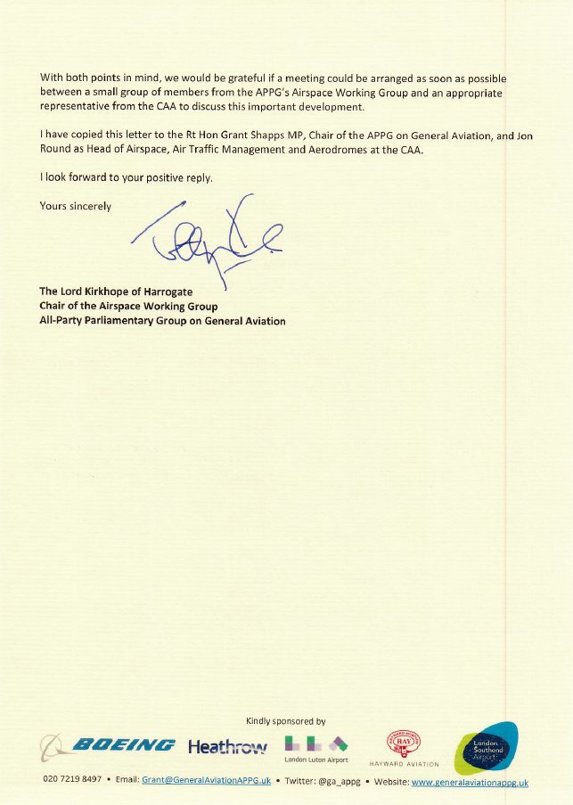 APPG_GA's tweet image. Our #Airspace Working Group, chaired by @LordKirkhope, has written to new Chief Executive of @UK_CAA to ensure #GeneralAviation needs are addressed in any lower airspace strategy. Read more here: generalaviationappg.uk/parliamentary-…