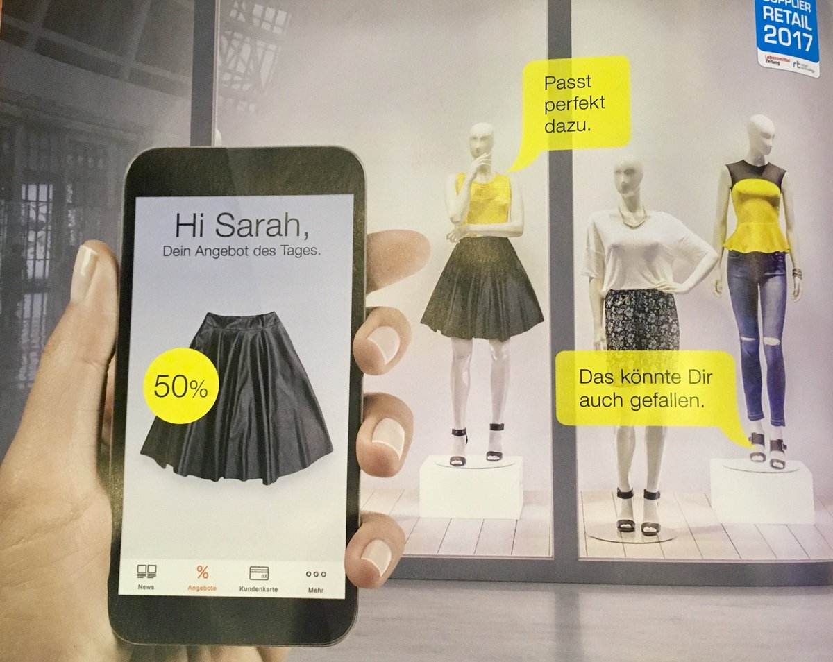 claudiahilker's tweet photo. #Fashion #Marketing #digital: Wie kommt der Rock vom #Shop zum #Kunden? Zum Beispiel mit #beaconsmind von #Osram #dfs18 https://t.co/jgsJfLLgks