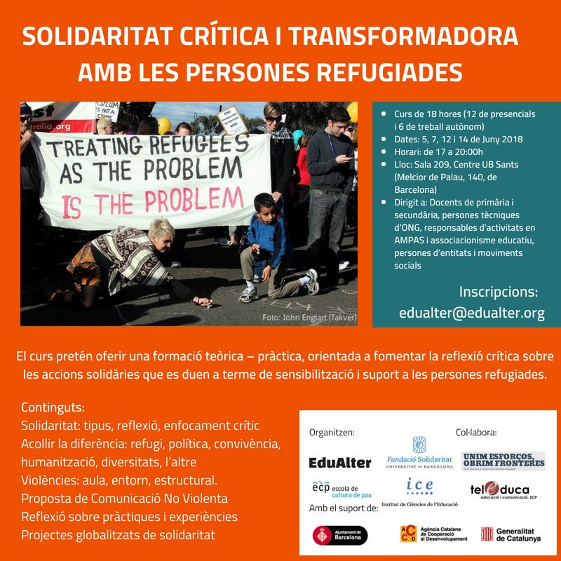 edualter's tweet photo. @JaumeAeRos Voleu participar？ ＃educacioirefugi https://t.co/uZuYyyNUmb