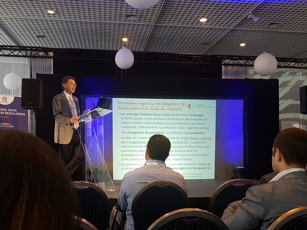 apdl_lu's tweet photo. #LDPD2018 Intervention sur le #GDPR et les administrations publiques par M. Gérard Lommel #Luxembourg @DigiLuxembourg https://t.co/xYefHzyP9T