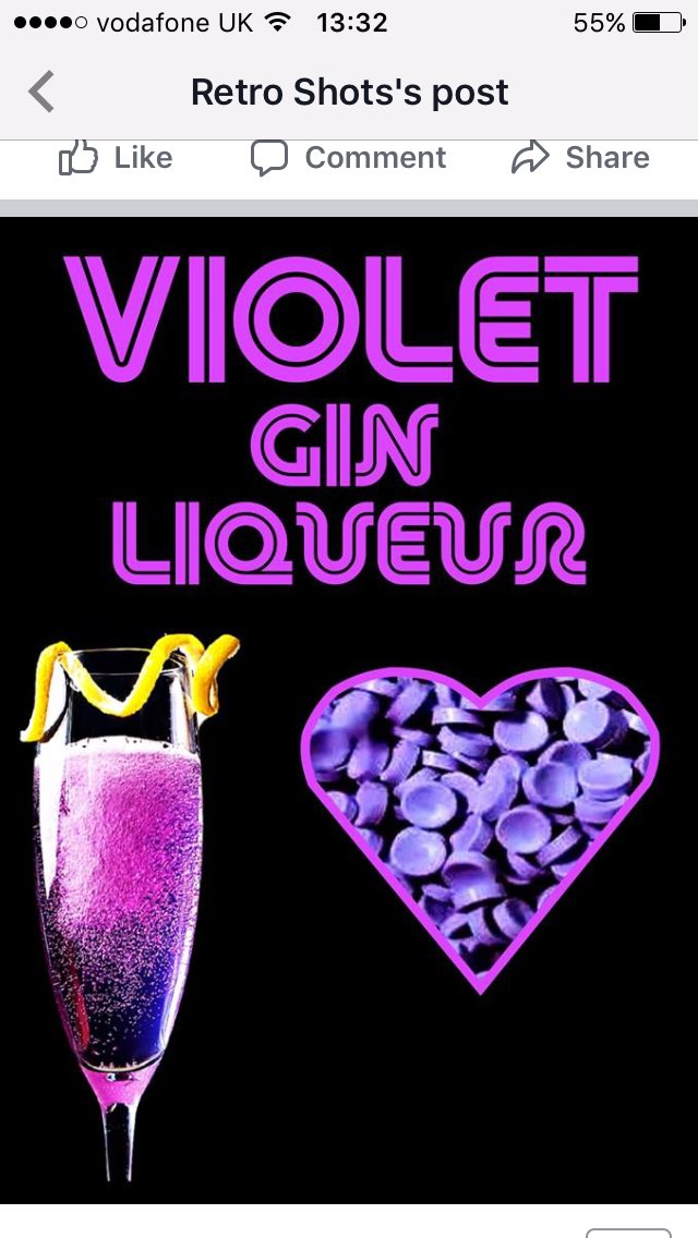 This years most popular summer drink !!
Your Favourite glass of fizz with a shot of our Parma Violet Gin added to it. 
It's your childhood in a glass.

Buy it from:
retroshots.co.uk/product-page/
