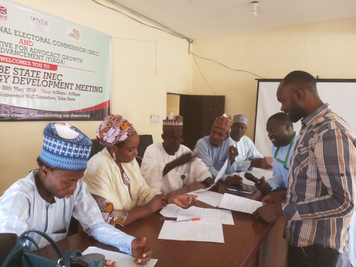 DaudaGombe's tweet photo. First Session of INEC Youth Strategy Meeting in Yobe State end as we will be going for the second and last round.  @YIAGA @NDI @DSamsonItodo @DCynthiaM @inecnigeria #INECYouthStrategy @UKaid https://t.co/LdkIgEQNFO