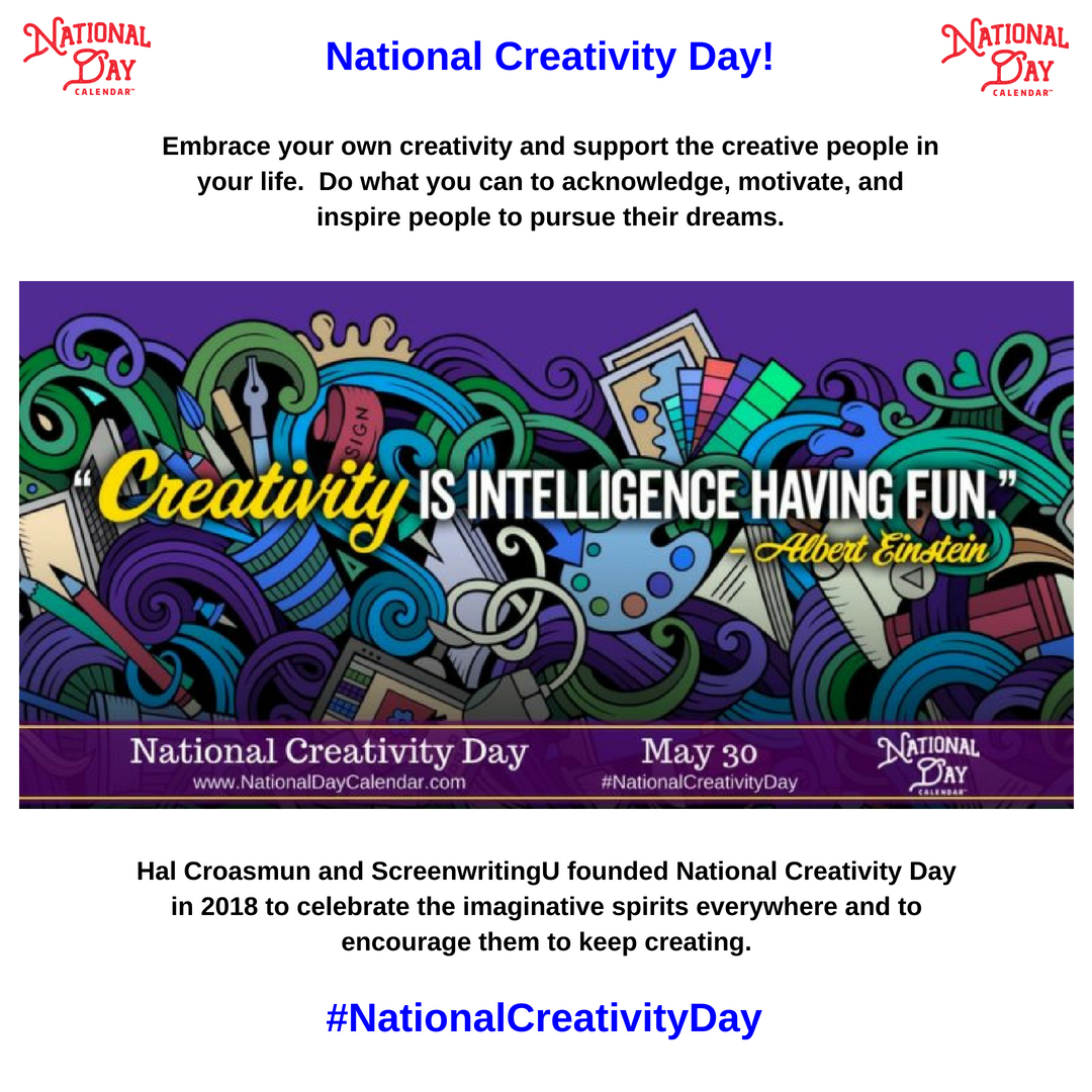 NationalDayCal's tweet photo. Announcing the founding of #NationalCreativityDay - A day to celebrate those creative individuals out there, you know who they are. So shout out your appreciation for their particular creative style, and let 'em know this day exists for their enjoyment  https://t.co/IDgYF5CsTR https://t.co/cPmIPW2xMs