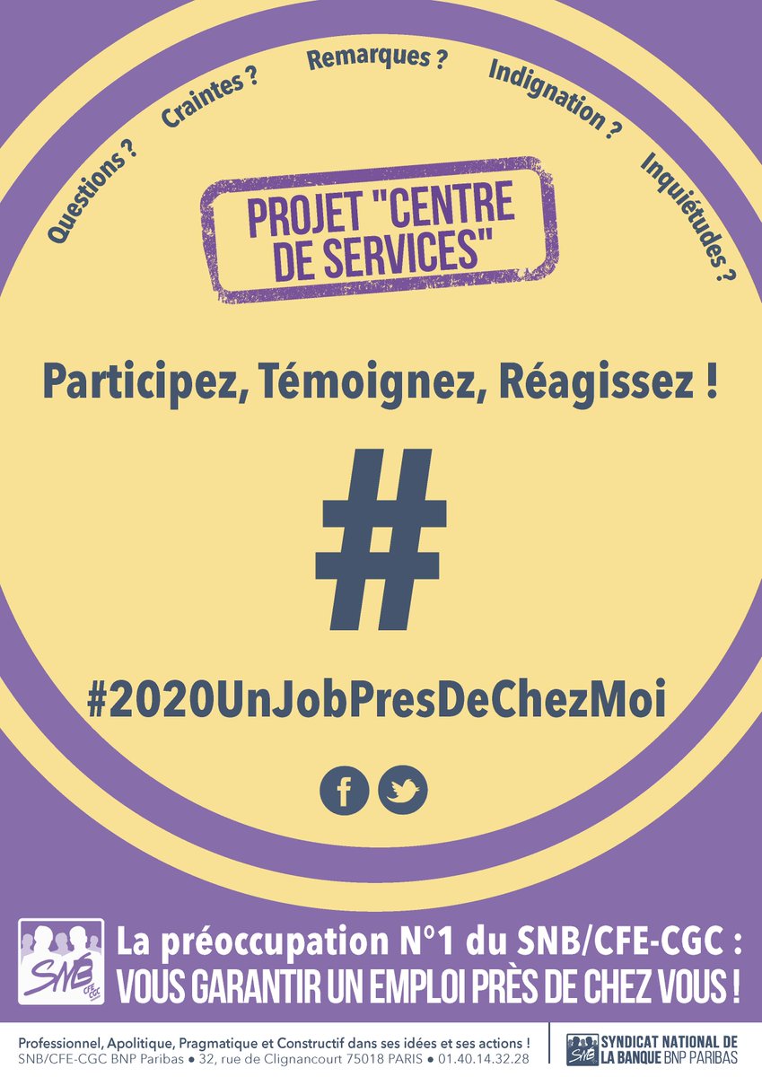 Remi_Gandon's tweet photo. Parce que notre action est la vôtre, parce qu'elle vit et vivra pour vous ! Toutes les équipes SNB/CFE-CGC BNP Paribas sont sur le pont. Vous aussi témoignez, tweetez, partagez, postez ! Avançons ensemble ! https://t.co/182F23V2n2 #2020UnJobPresDeChezMoi @SNB_BNPParibas https://t.co/elHJPOBp6n