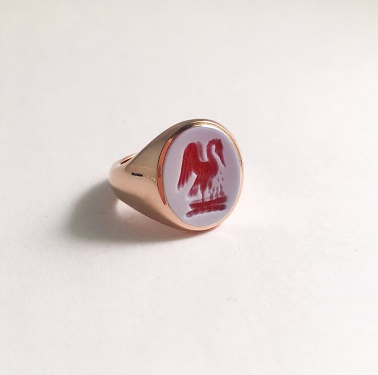 ruffs1904's tweet photo. Pink on pink! A real favourite of all the team. A beautiful #sealengraved red/white sardonyx set in perfectly pink rose gold!  The best combo?  #rosegold #handengraved https://t.co/ctCq9pOJIo