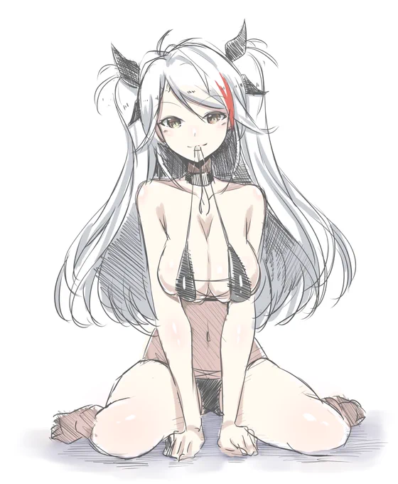 イラコン出したい→上手く描けない→スランプ→癒しが欲しい→落書きプリンツオイゲン

#アズレン版深夜の真剣お絵描き一本勝負 #アズールレーン #アズレン 